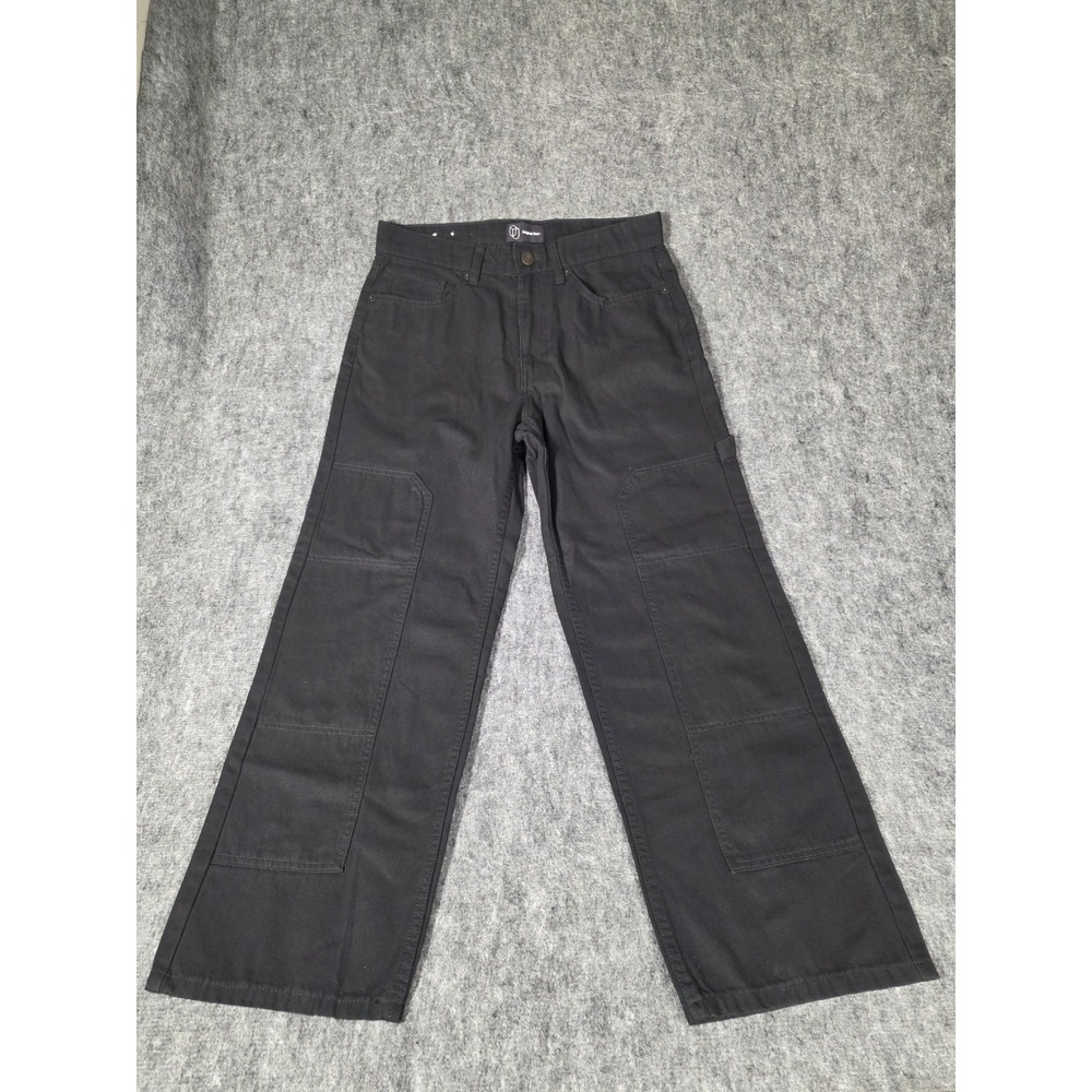 Original Use Mens 32x30 Relaxed Carpenter Double Knee Pants Black Canvas Skater